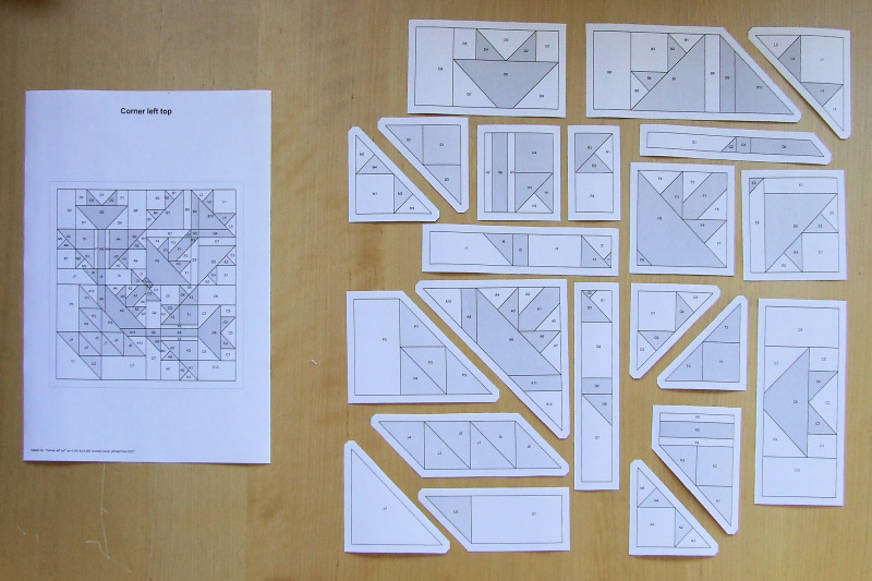 Paper piecing, laatste hoekblok Paper piecing, laatste hoekblok